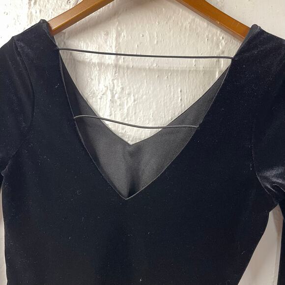 My Michelle Velour Top Open Back Medium Vintage 3/4 Sleeve Fitted Stretchy - Picture 6 of 7